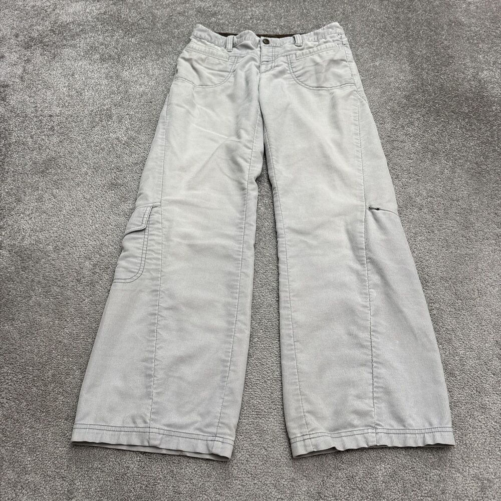 Vintage Y2K Athleta Corduroy Cargo Pants Women 10 Gray Wide Leg Mid Rise Outdoor